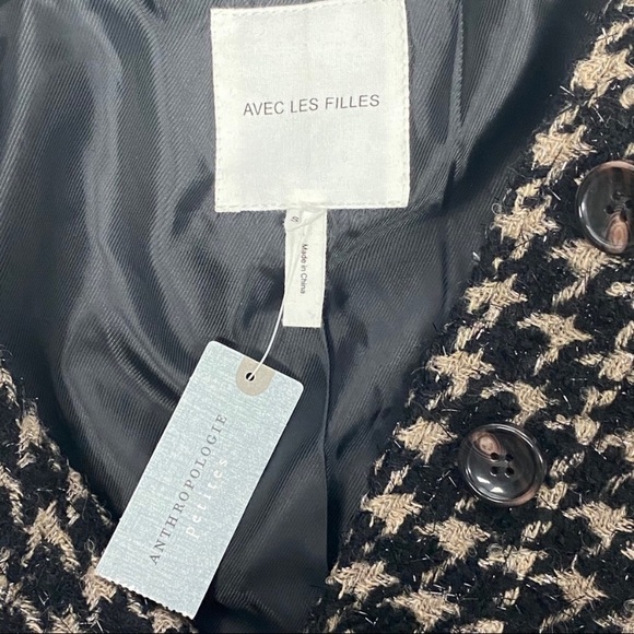 Avec Les Filles Houndstooth Shimmer Cropped Coat - Picture 5 of 7